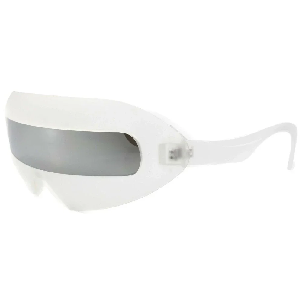 Costume Party Space Robot Fun Silver Mirrored Lens Futuristic Shield Sun Glasses
